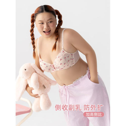 六隻兔子大碼內衣女薄款顯瘦胸罩無鋼圈甜美風收副乳防下垂文胸
