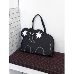 人間八月八丨原創星星大象電腦包皮質可愛大容量黑色男女通用多功能單肩包