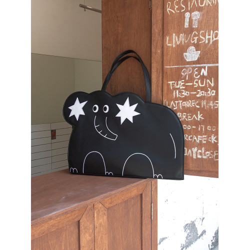 人間八月八丨原創星星大象電腦包皮質可愛大容量黑色男女通用多功能單肩包