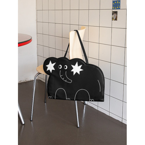 人間八月八丨原創星星大象電腦包皮質可愛大容量黑色男女通用多功能單肩包