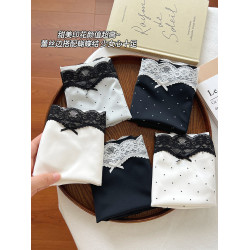 蕾絲無痕冰絲女生內褲小平角純棉加長襠中腰女士三角短褲2025新款