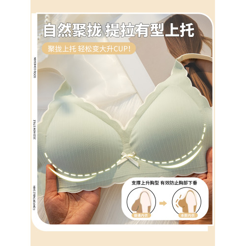 無痕內衣女小胸聚攏夏季薄款收副乳防下垂無鋼圈固定杯少女文胸罩