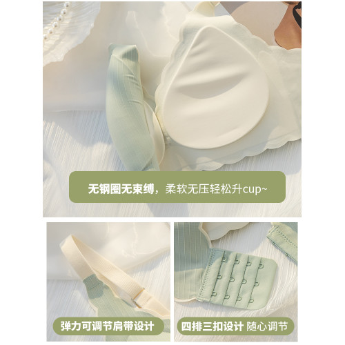 無痕內衣女小胸聚攏夏季薄款收副乳防下垂無鋼圈固定杯少女文胸罩