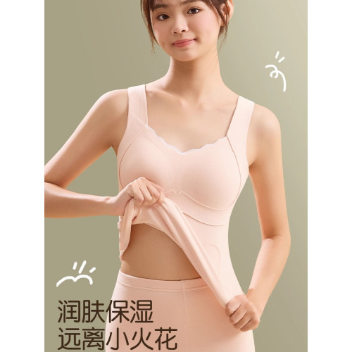 貓人少女女童發育期初高中生保暖背心羊毛蠶絲蓄熱青春期免穿文胸