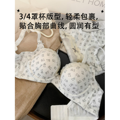 大碼BM風胖MM大胸聚攏上托內衣女士2025新款軟鋼圈防下垂文胸套裝