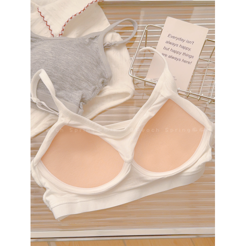 「兔牙」高中學生發育期少女內衣無痕美背一體帶胸墊無鋼圈細肩帶