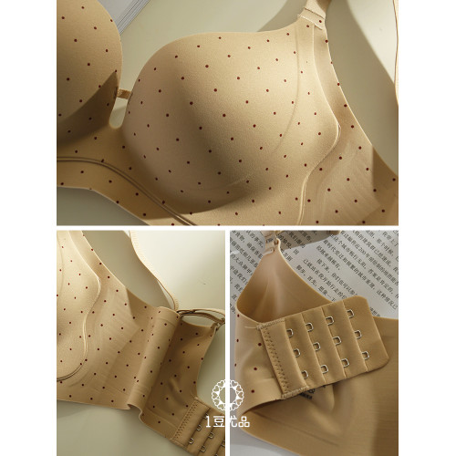 中厚2CM印花波點小胸聚攏內衣女軟支撐上托無鋼圈收副乳無痕文胸