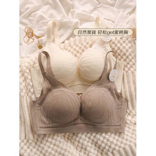 維多利亞100%桑蠶絲無痕內衣小胸聚攏薄款文胸無鋼圈側收副乳胸罩