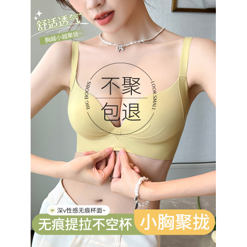 提拉內衣女小胸聚攏顯大夏季薄款舒適無痕上托防下垂收副乳文胸罩