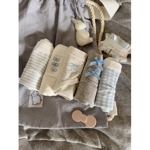 「miu藍灰色系」鹽系女孩18cm加長襠內褲棉襠中腰舒適刺綉蝴蝶結