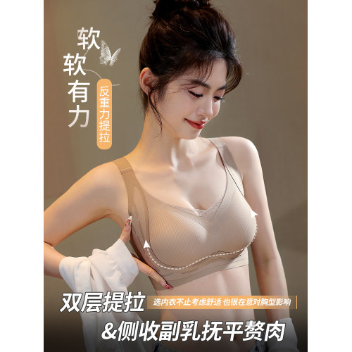 調整型內衣女小胸聚攏收副乳防下垂防外擴提拉上托塑形無鋼圈文胸
