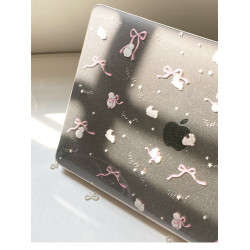 Kiki的白日夢/粉色蝴蝶結星星兔子滿天星亞克力MacBookproair保護殼保護套輕薄防磕碰pc材質M4M5新款防摔透氣