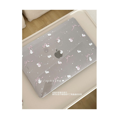 Kiki的白日夢/粉色蝴蝶結星星兔子滿天星亞克力MacBookproair保護殼保護套輕薄防磕碰pc材質M4M5新款防摔透氣