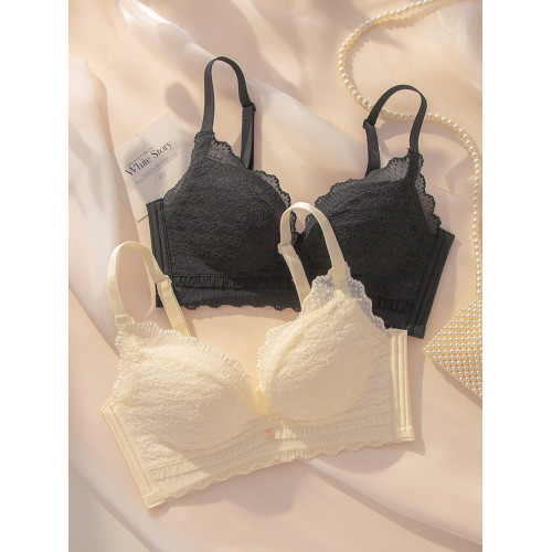 大胸顯小內衣女無鋼圈小胸聚攏收副乳防下垂調整型文胸罩套裝薄款