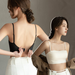 無痕抹胸內衣女大胸顯小胸聚攏防下垂防走光美背吊帶背心一體文胸