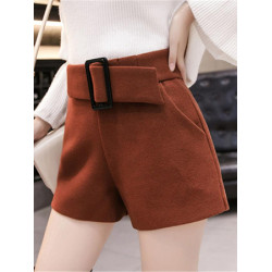 毛呢短褲女2025秋冬季新款外穿高腰顯瘦百搭A字寬鬆濶腿呢子靴褲