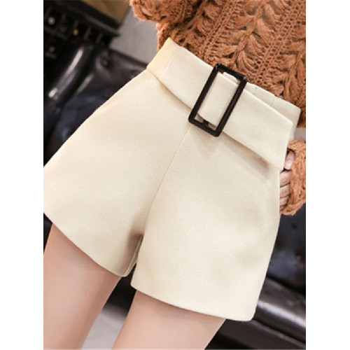 毛呢短褲女2025秋冬季新款外穿高腰顯瘦百搭A字寬鬆濶腿呢子靴褲