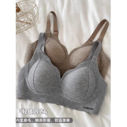 秋冬磨毛無痕舒適內衣女小胸聚攏收副乳防下垂無鋼圈調整型文胸罩