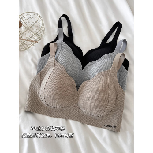 秋冬磨毛無痕舒適內衣女小胸聚攏收副乳防下垂無鋼圈調整型文胸罩