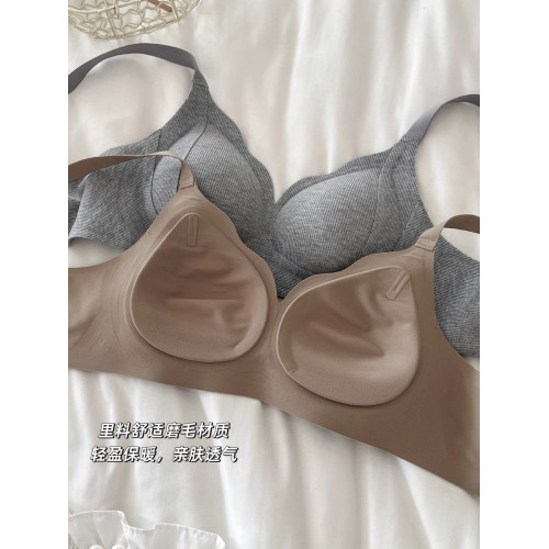 秋冬磨毛無痕舒適內衣女小胸聚攏收副乳防下垂無鋼圈調整型文胸罩
