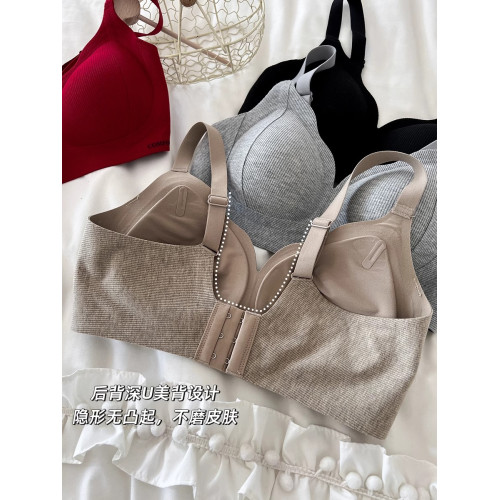 秋冬磨毛無痕舒適內衣女小胸聚攏收副乳防下垂無鋼圈調整型文胸罩