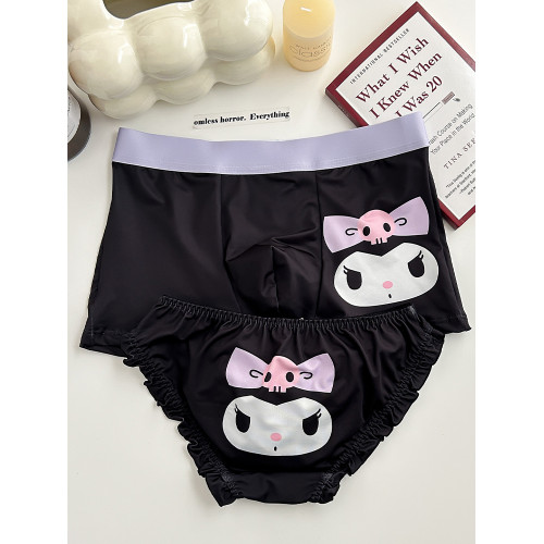 【情侶款】黑色庫洛米情侶內褲一男一女2025新款可愛甜美純棉檔同