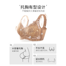 千奈美大胸顯小內衣薄款無鋼圈防下垂大碼全罩杯收副乳調整型文胸