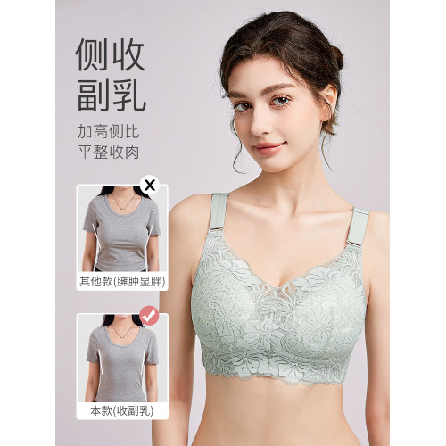 千奈美大胸顯小內衣薄款無鋼圈防下垂大碼全罩杯收副乳調整型文胸