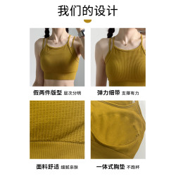 yoyo推薦瑜珈內衣一體式固定杯細吊帶高強度防震聚攏跑步運動美背