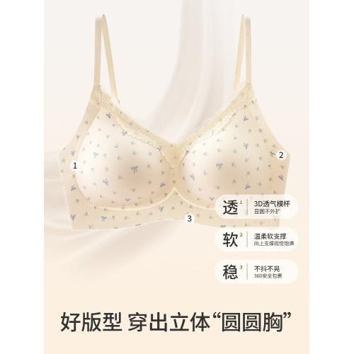 法式蕾絲無痕內衣女小胸顯大無鋼圈胸罩收副乳防下垂少女聚攏文胸
