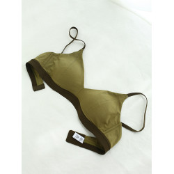 內衣女薄款小胸法式Bralette三角杯莫代爾舒適無鋼圈撞色肩帶文胸