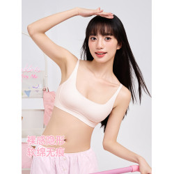 六隻兔子無痕內衣女聚攏小胸果凍條軟支撐胸罩防下垂無鋼圈文胸女