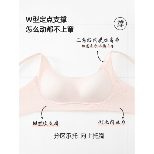 六隻兔子無痕內衣女聚攏小胸果凍條軟支撐胸罩防下垂無鋼圈文胸女