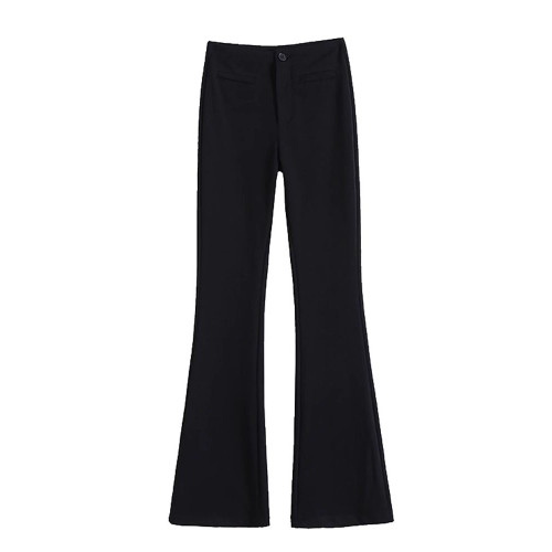 黑色西裝褲微喇叭褲女春秋小個子2025新款高腰垂感彈力馬蹄褲子