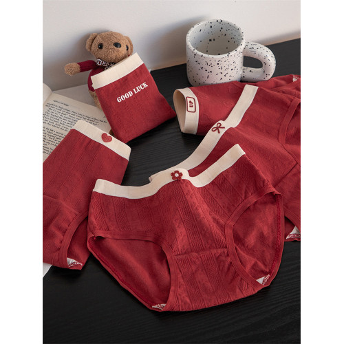 本命年紅色內褲女純棉7A抗菌全棉檔馬年新款少女中腰舒適三角褲頭