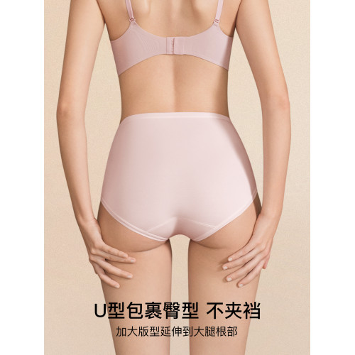 ubras莫代爾內褲女士高腰15A純棉抗菌底襠 透氣舒適三角短褲2條裝