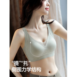 輕薄提拉無痕內衣女大胸顯小胸聚攏乳膠無鋼圈收副乳防下垂文胸罩