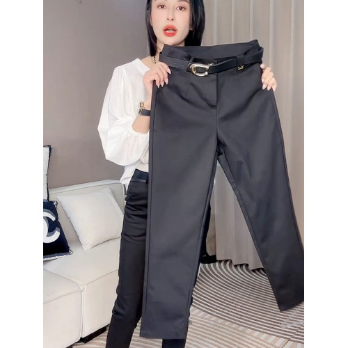 歐貨2025秋冬加絨西褲休閒褲高腰百搭洋氣顯瘦直筒九分褲小腳褲女