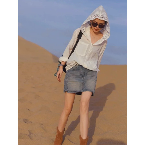 法式鏤空鉤花連帽長袖防曬衫女夏天寬鬆時尚氣質襯衣薄款洋氣上衣