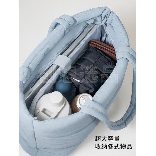 ekax雲朵托特包大容量 MAC16寸電腦包日常外出簡約單肩包 女大學生上課通勤包布質15寸筆電包健身旅行收納包