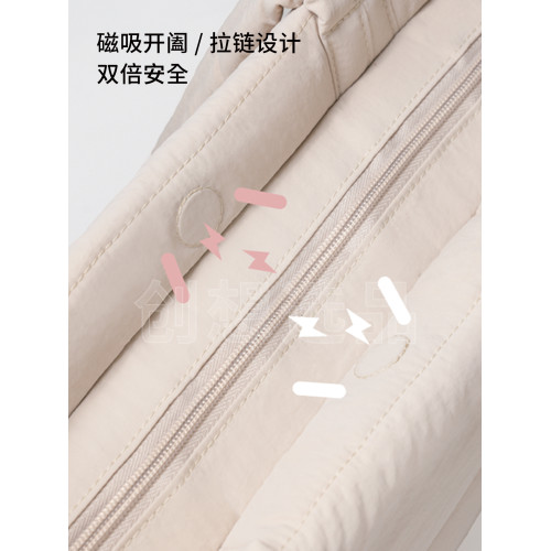 ekax雲朵托特包大容量 MAC16寸電腦包日常外出簡約單肩包 女大學生上課通勤包布質15寸筆電包健身旅行收納包