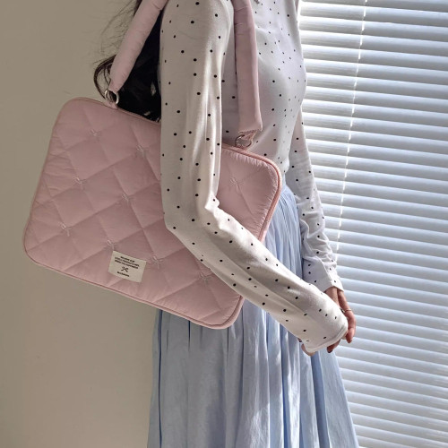 法國Maje Franch筆記型電腦包14寸2026新款韓國ins高顔值適用macbookpro/air13.3寸蝴蝶結單肩包通勤小衆蘋果