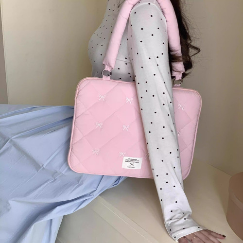 法國Maje Franch筆記型電腦包14寸2026新款韓國ins高顔值適用macbookpro/air13.3寸蝴蝶結單肩包通勤小衆蘋果