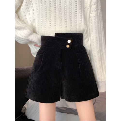 網紅爆款配靴子的短褲女秋冬款2025年新款外穿高腰寬鬆濶腿褲靴褲