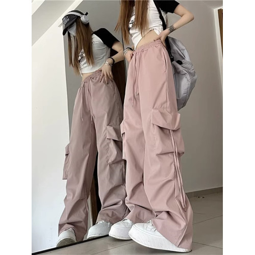 美式復古工裝褲子女春夏秋冬2025新款寬鬆濶腿hiphop爵士舞沖鋒褲