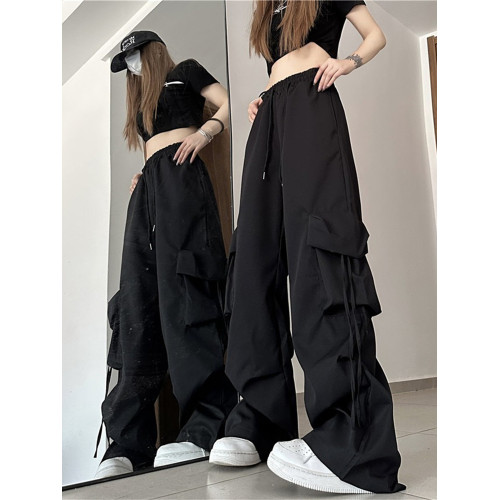 美式復古工裝褲子女春夏秋冬2025新款寬鬆濶腿hiphop爵士舞沖鋒褲