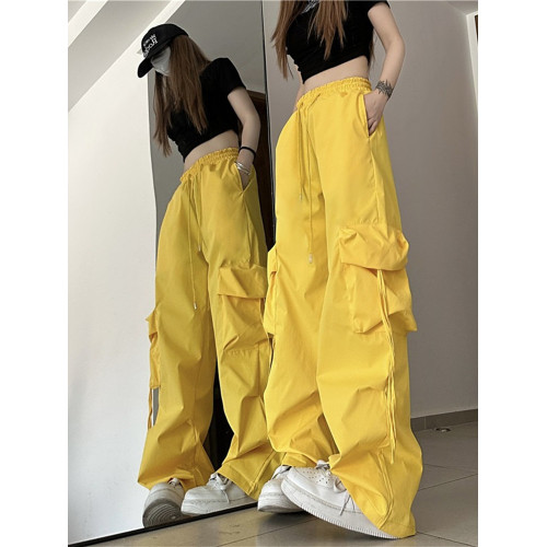 美式復古工裝褲子女春夏秋冬2025新款寬鬆濶腿hiphop爵士舞沖鋒褲