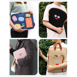 Romane韓國創意可愛醜萌吐司君15寸適用華爲蘋果macbook13寸筆記型電腦包ipad平板11寸內膽包手拿文件包