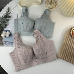 軟鋼圈大碼文胸薄杯大胸顯小矯正側收副乳全罩杯內衣調整型蕾絲款
