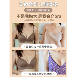 聚攏內衣女小胸無痕顯大加厚一片式收副乳防下垂文胸平胸專用胸罩